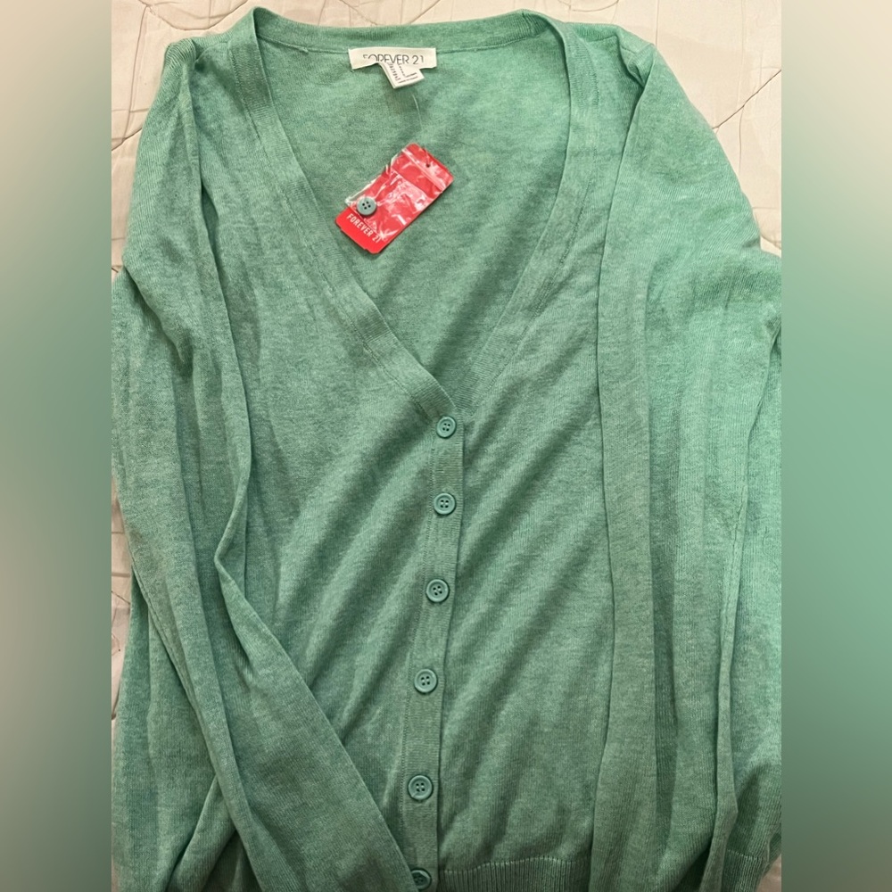 Forever 21 Green Lightweight Cardigan S